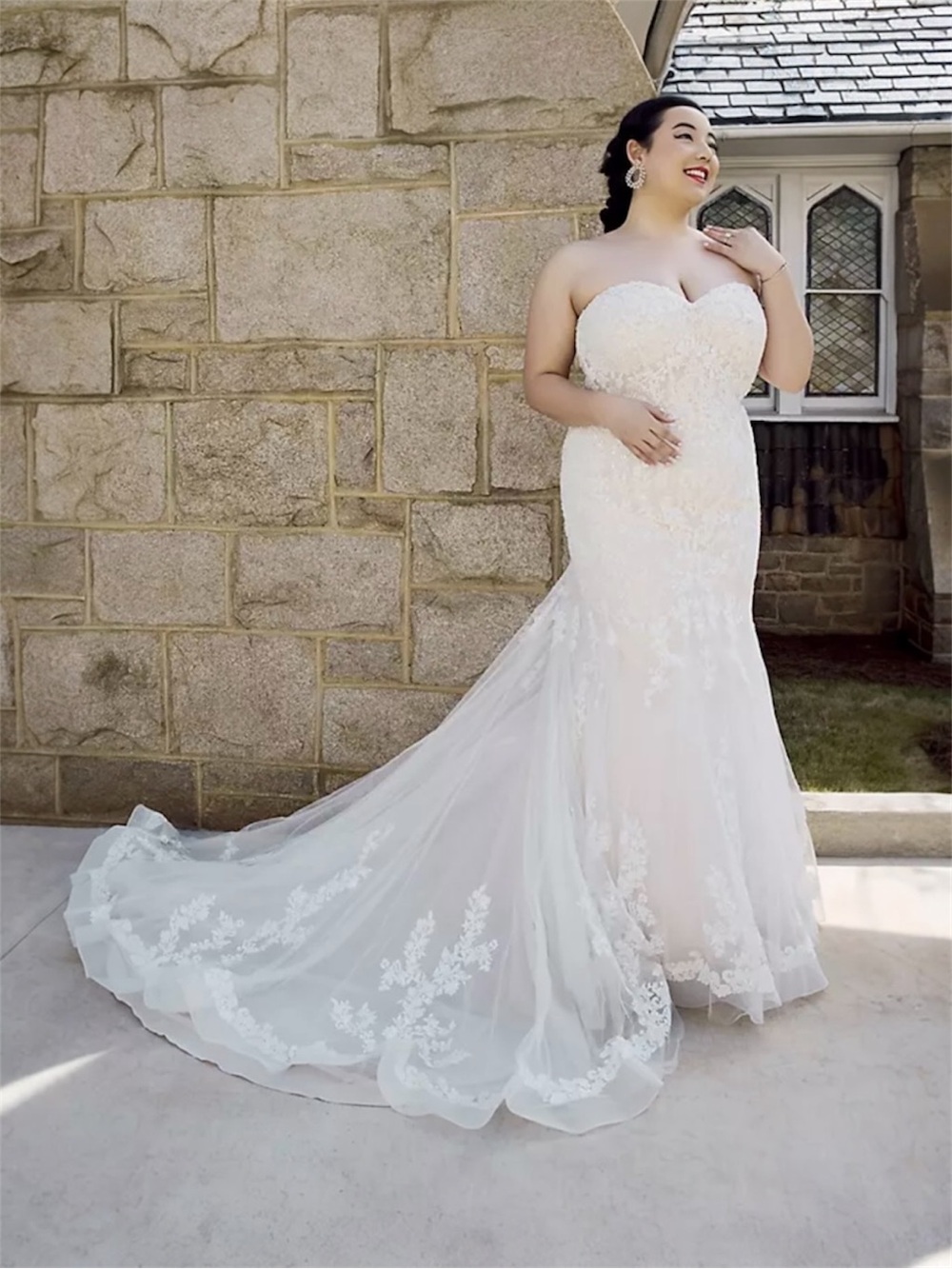 Tulle and Beaded Lace Mermaid Wedding Dress - Picture 6 of 12
